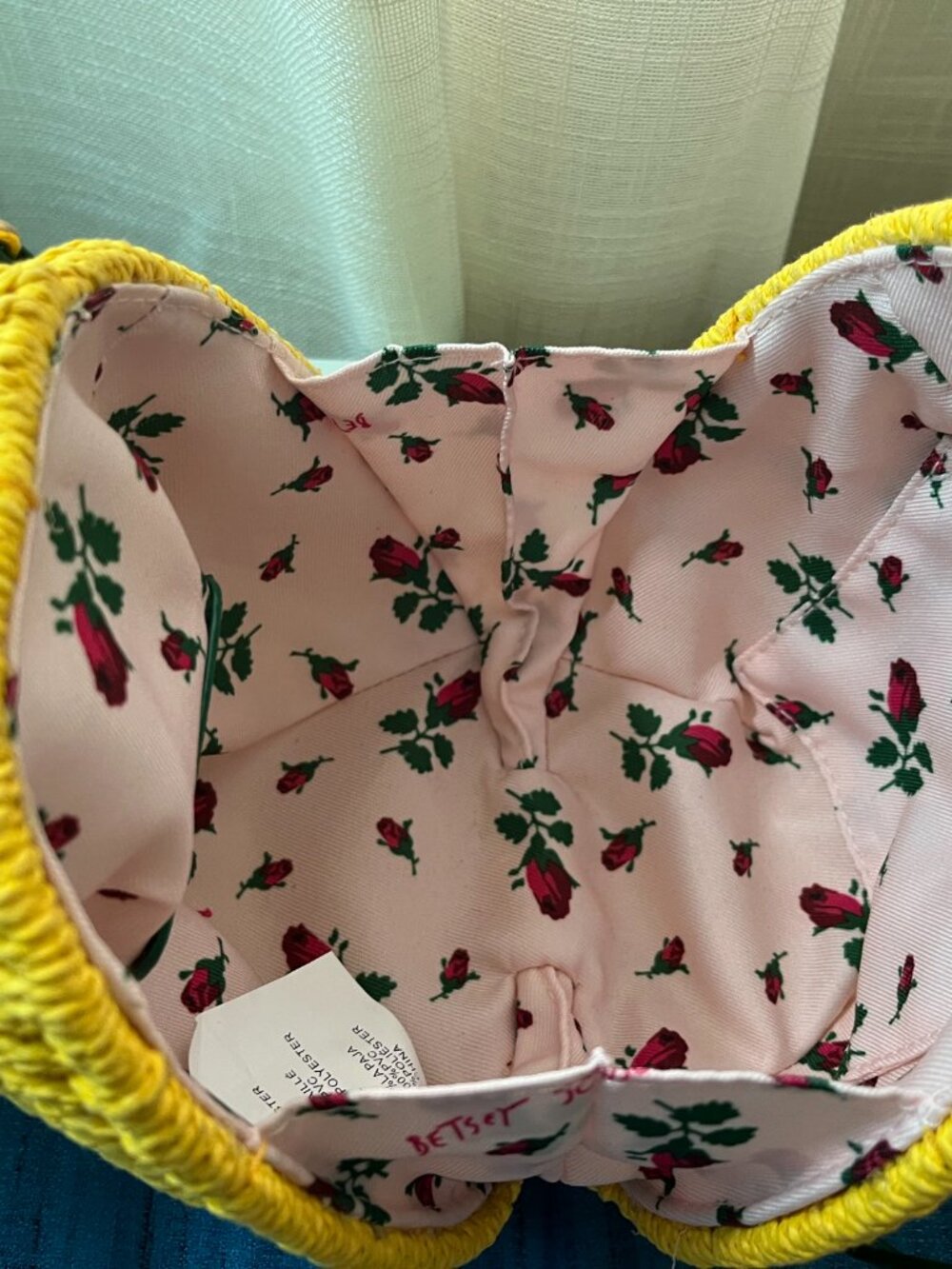 NEW Betsey Johnson Yellow Pineapple Wicker Bag - Picture 5 of 6